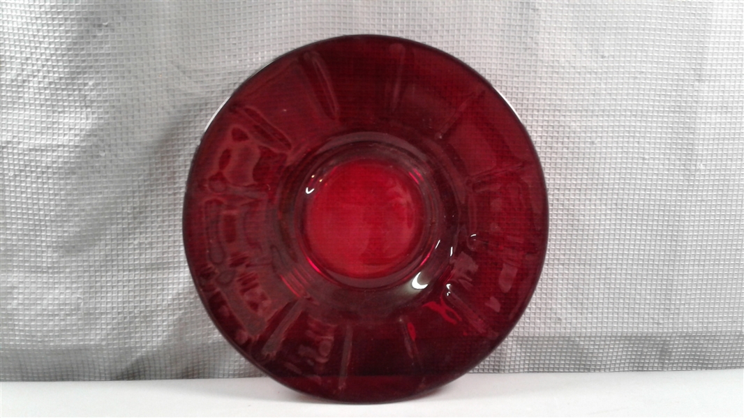 Large Vtg Ruby Red Serving Platter/Punch Bowl Underplate