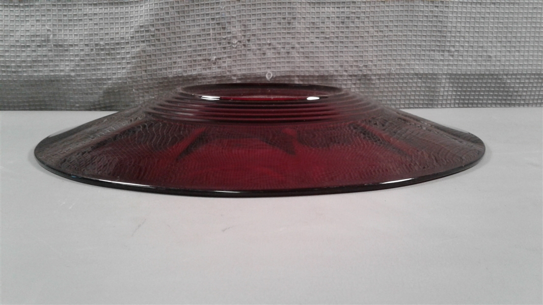 Large Vtg Ruby Red Serving Platter/Punch Bowl Underplate