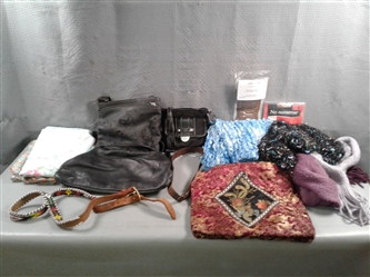 Scarfs, Purses, and Two Belts