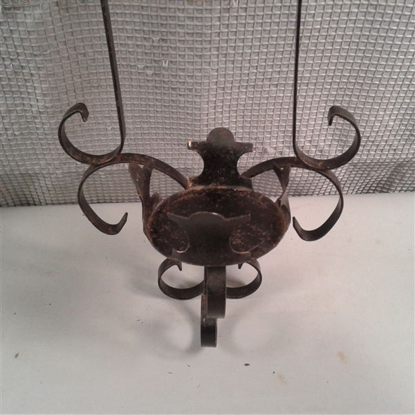 Vintage Tin Trays and Wrought Iron Candle Holders