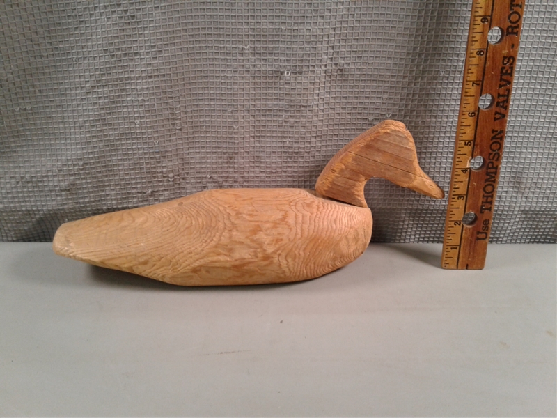 Rustic Vintage Carved Wood Duck