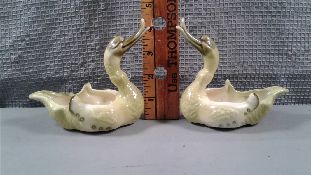 Vintage Hull Pottery Swans and Swan Trinket Dishes