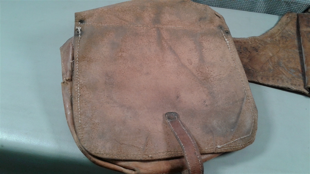 Vintage Engraved Leather Saddle Bags