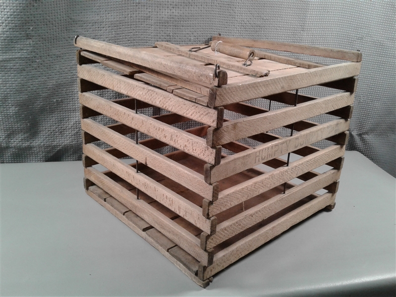 Vintage Wooden Crate W/Handle & Cardboard Bin