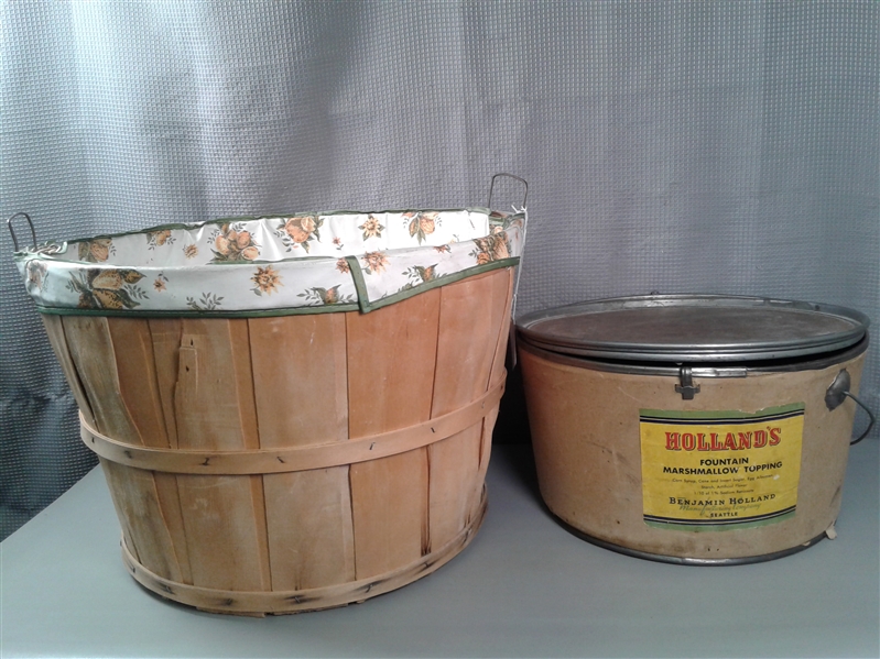 Vintage Lined Apple Bucket & Fountain Marshmallow Topping with Lid