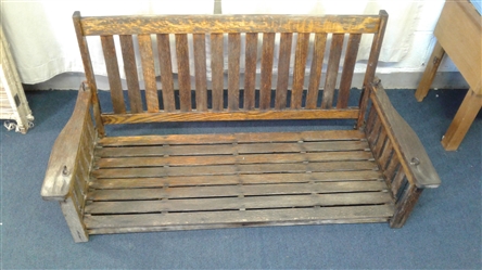 Vintage Oak Handmade Wooden Bench Porch Swing