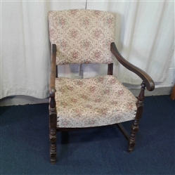 Vintage Upholstered Floral Chair with Nailheads
