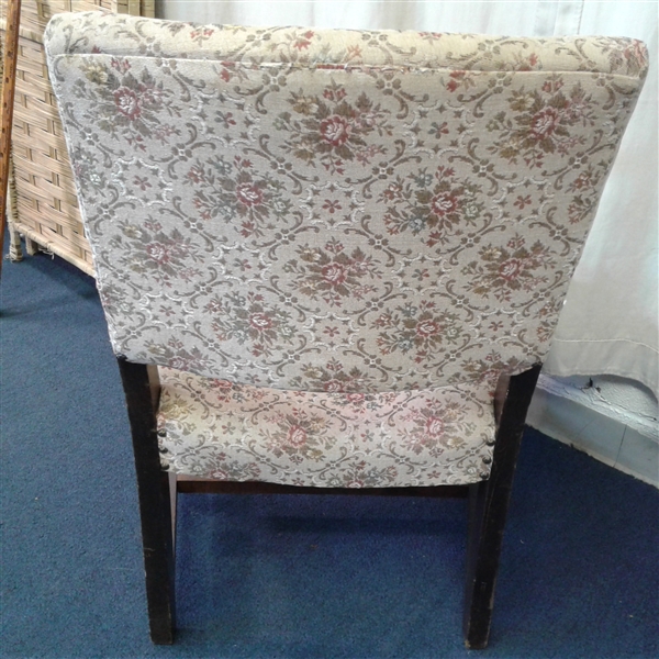 Vintage Upholstered Floral Chair with Nailheads