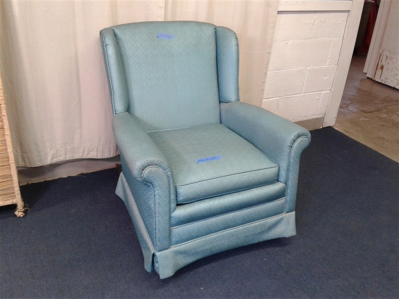 Vintage Upholstered Teal Rocking Chair