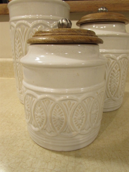 PIER ONE IMPORTS STONEWARE CANISTER SET