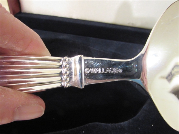 AGHIFUG SILVER TEASPOONS AND WALLACE SILVER DANISH PIERCED FLAT SERVER