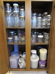 NICE ASSORTMENT OF GLASS CANNING JARS AND STORAGE CONTAINERS