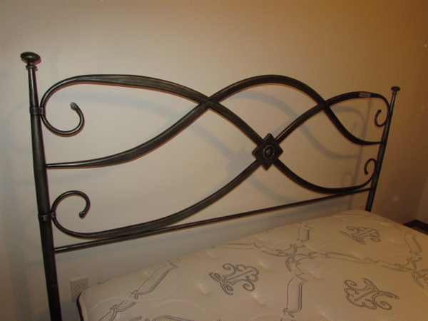 METAL ARTSY BED FRAME WITH CAL KING BEAUTYREST MATTRESS