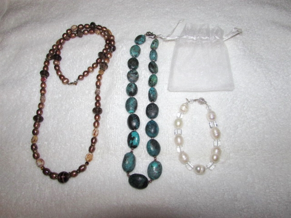 FRESHWATER PEARLS AND TURQUOISE