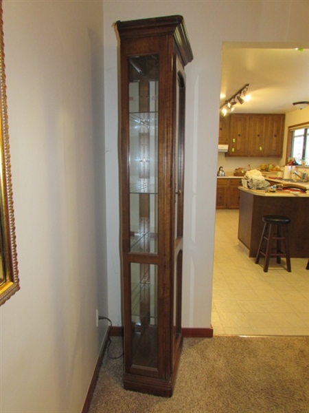 FLOOR STANDING OAK CURIO/DISPLAY CABINET