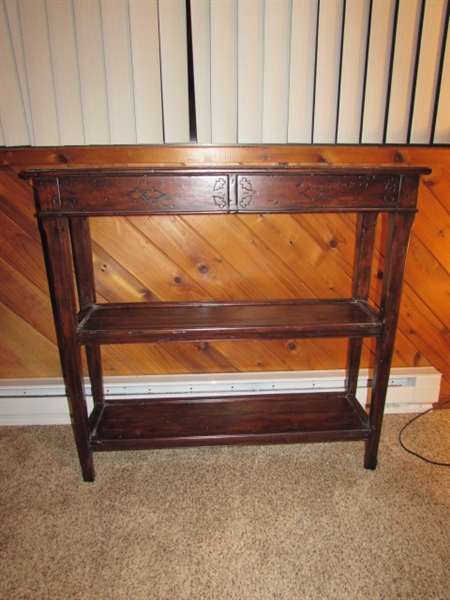 CASTLE BROMWICH ANTIQUED SOLID WOOD CONSOLE TABLE