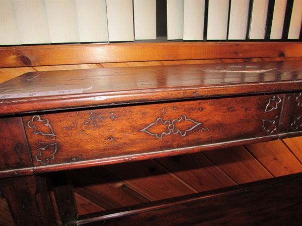 CASTLE BROMWICH ANTIQUED SOLID WOOD CONSOLE TABLE