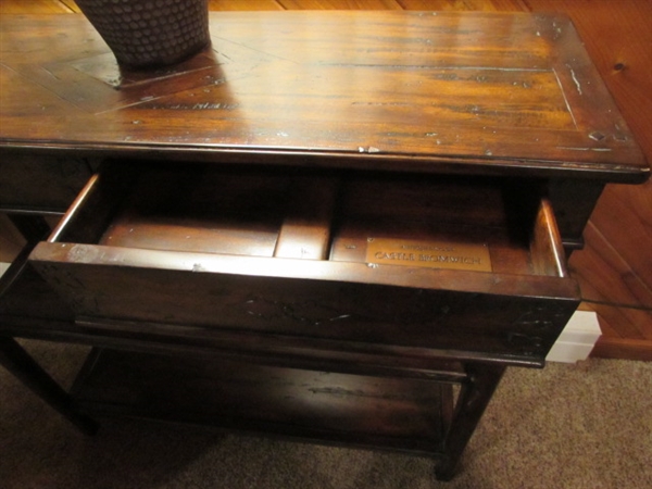 CASTLE BROMWICH ANTIQUED SOLID WOOD CONSOLE TABLE