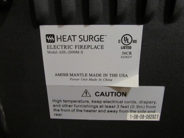 HEAT SURGE ELECTRIC FIREPLACE WITH AMISH MANTLE CRAFTED IN THE USA
