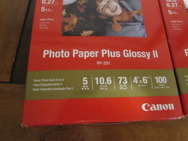CANON PIXMA WIFI PRINTER & FOUR NEW BOXES OF 4X6 GLOSSY PHOTO PAPER