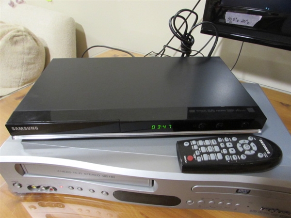 SAMSUNG DVD PLAYER & BROKSONIC DVD/VHS VCR MP3 PLAYER WITH REMOTES