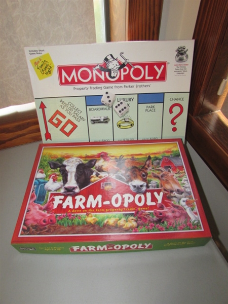 FARM-OPOLY & MONOPOLY BOARD GAMES