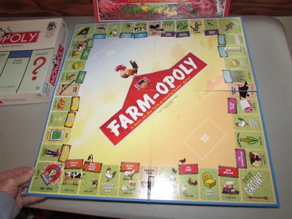 FARM-OPOLY & MONOPOLY BOARD GAMES