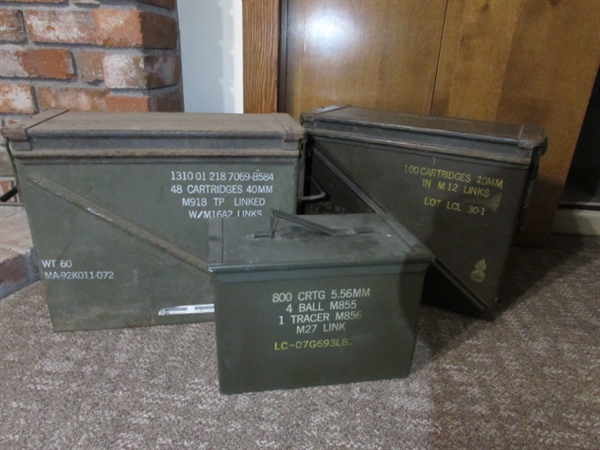US MILITARY SECURE SEALING AMMO METAL BOXES (ALL EMPTY) - GREAT STORAGE BINS