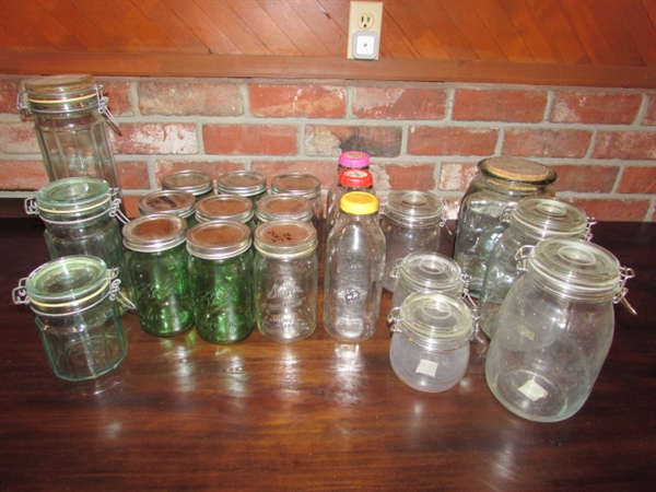 BALL & KERR JARS & GLASS CANISTERS WITH LIDS