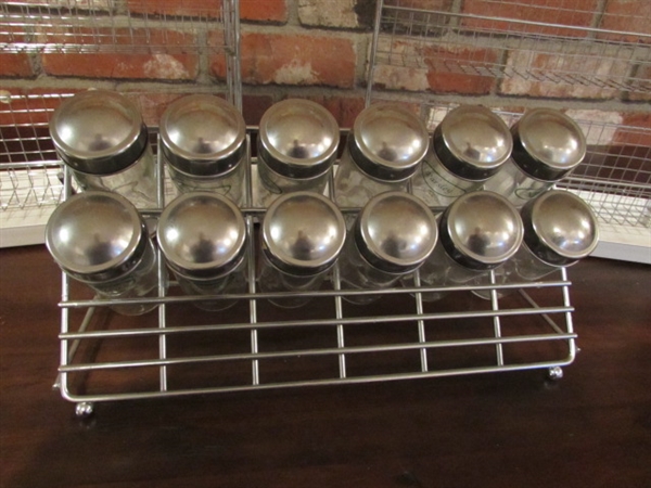 SPICE RACKS, JARS & METAL TRAYS