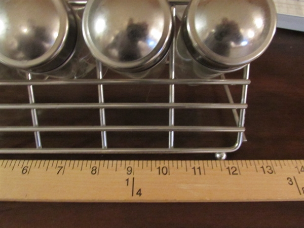 SPICE RACKS, JARS & METAL TRAYS