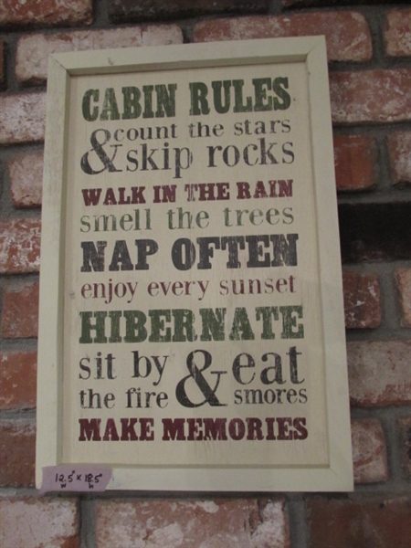 CABIN RULES WOODEN SIGN