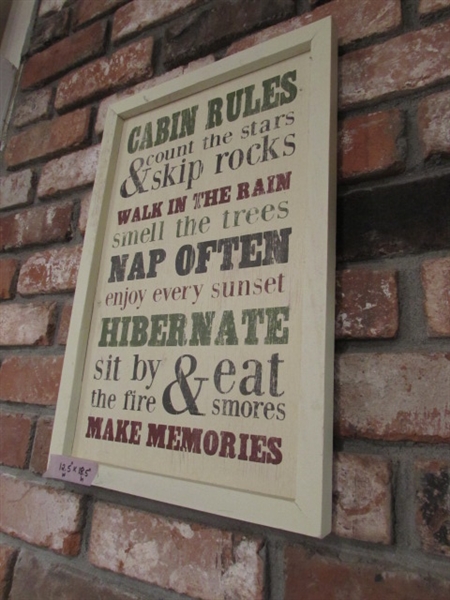 CABIN RULES WOODEN SIGN