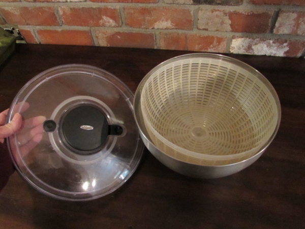 STAINLESS STEEL BOWLS, SALAD SPINNER, FUNNELS & MORE