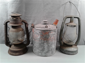 Vintage/Antique Gas Can & Lanterns