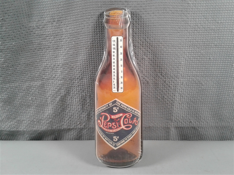 Wood Pepsi Cola Plaque with Thermometer