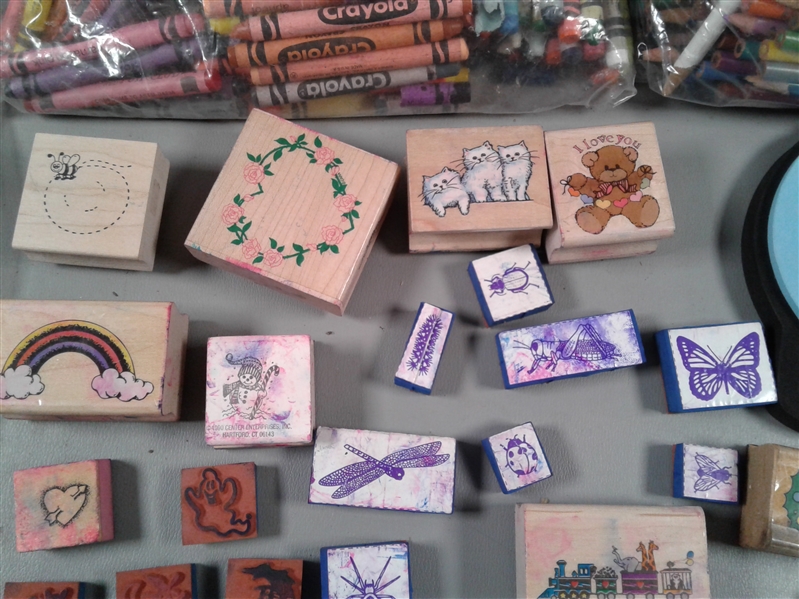 Rubber Stamps, Stained Glass Paint, Colored Pencils & Crayons, and more 