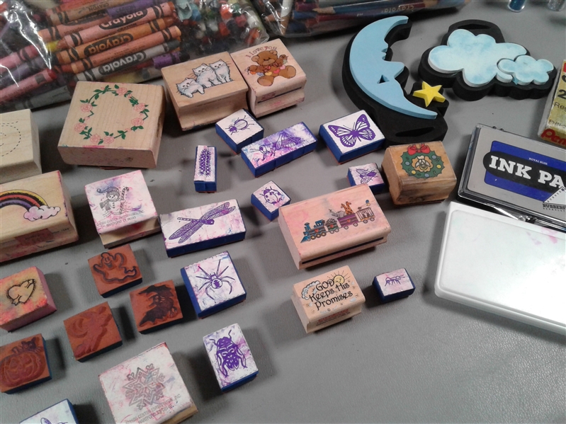 Rubber Stamps, Stained Glass Paint, Colored Pencils & Crayons, and more 