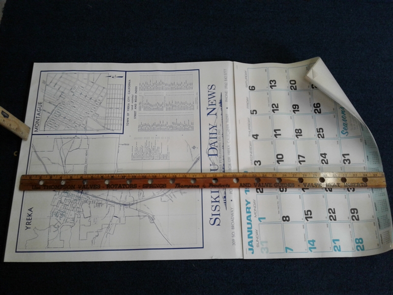Vintage 1979 Calendar with Yreka & Montague Maps