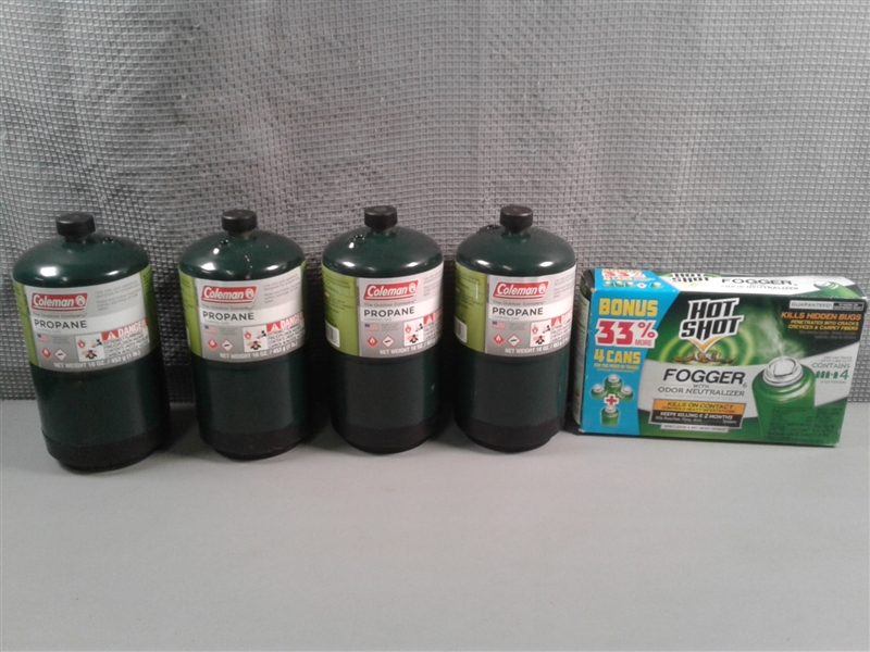 Coleman Propane Bottles and Bug Spray 