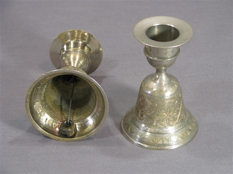 2 Different Vintage Bell Candle Holders From ZY India World Gifts