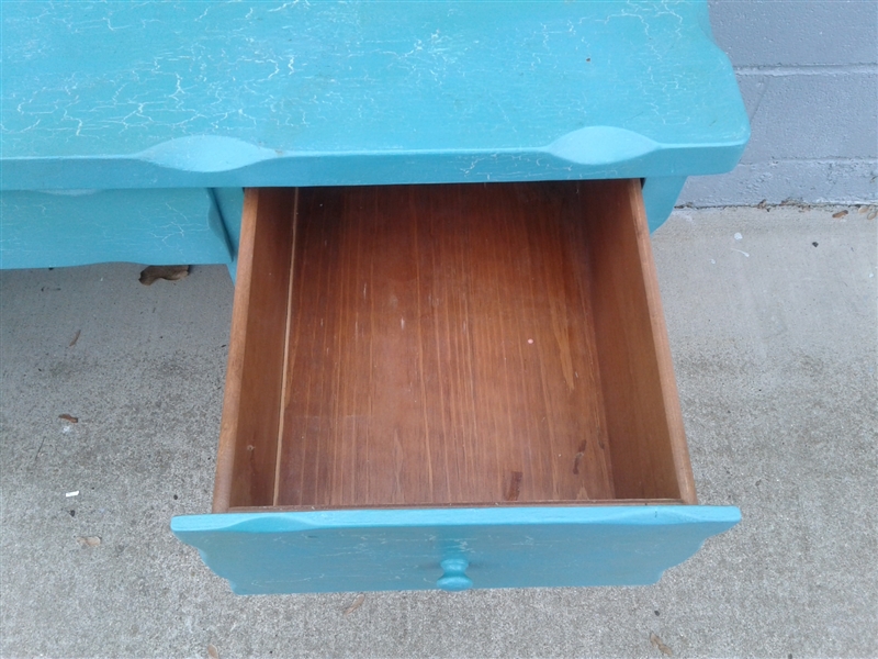 Adorable Teal Desk with Crackle Paint Finish