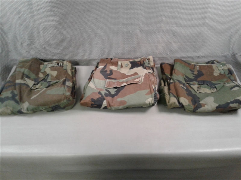 3 Pairs U.S. Army BDU Pants (Camouflage/Rip Stop) Size Medium