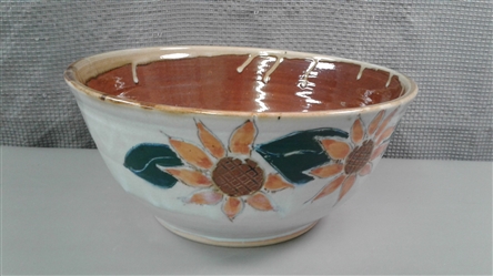 12" Suflower Handmade Pottery Bowl