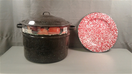 Ceramic on Steel Stock Pot and Enamel Serving Platter