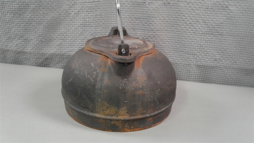 Cast Iron Tea Kettle W/Metal Handle