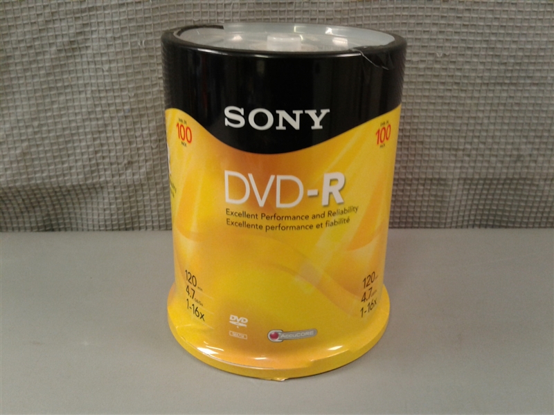 NEW- 100 Pack Sony DVD-R Discs