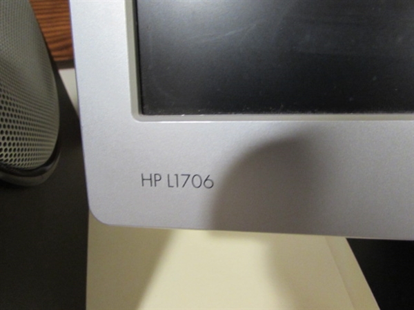 HP L1706 MONITOR, LOGITECH SUBWOOFER AND SPEAKERS FOR COMPUTER, LOGITECH WEBCAM C270, LOGITECH KEYBOARD, MS KEYBOARD