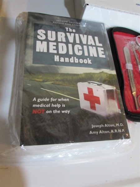 SURVIVAL MEDICAL KIT, FIRST AID KIT & AMERICAN FLAG