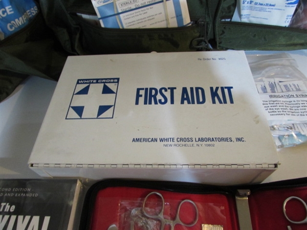 SURVIVAL MEDICAL KIT, FIRST AID KIT & AMERICAN FLAG